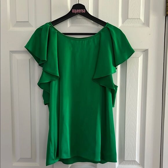 Worthington Green Ruffle Sleeve Silky Top - Picture 3 of 10